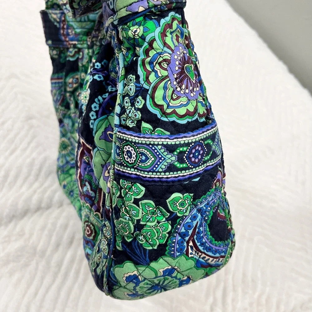Vera Bradley Hobo Bag Black Green Blue Quilted‎ Shoulder Purse Blue raphsody